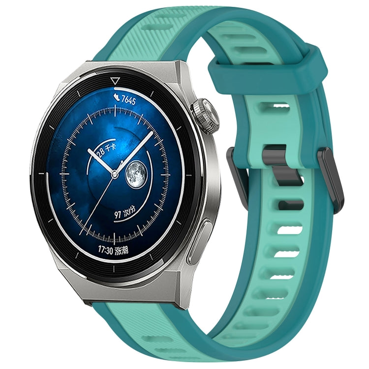 For Huawei Watch GT3 Pro 46mm 22mm Two Color Textured Silicone Watch Band(Teal) by bashfashion