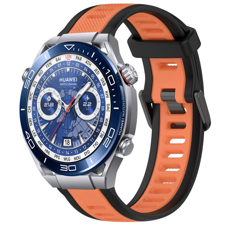 For Huawei Watch Ultimate 22mm Two Color Textured Silicone Watch Band(Orange+Black) by bashfashion