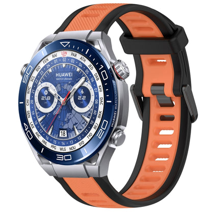For Huawei Watch Ultimate 22mm Two Color Textured Silicone Watch Band(Orange+Black) by bashfashion