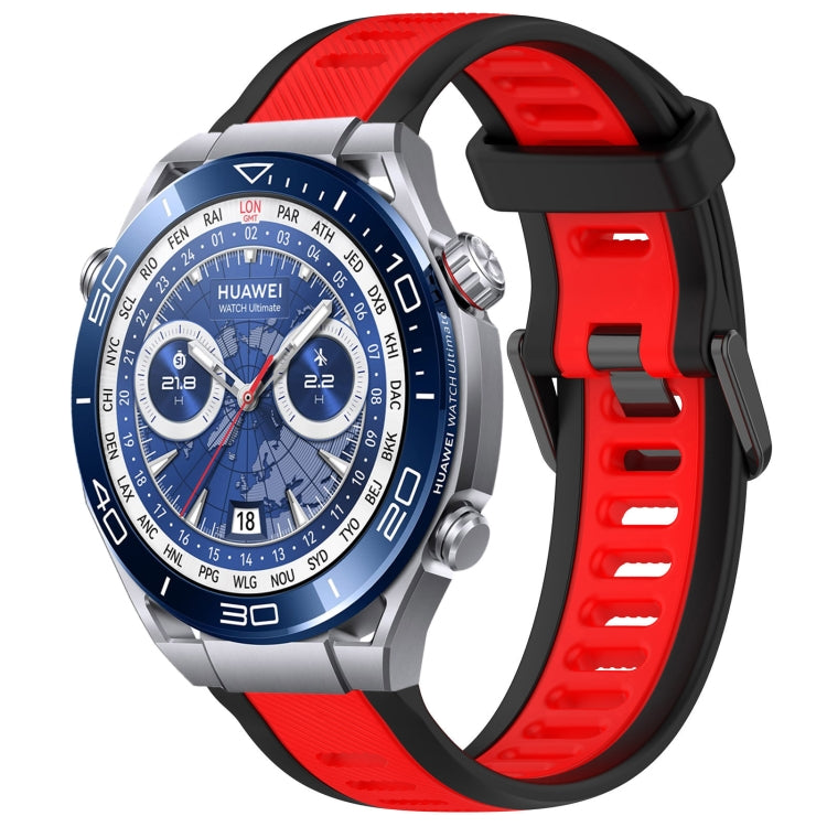 For Huawei Watch Ultimate 22mm Two Color Textured Silicone Watch Band(Red+Black) by bashfashion