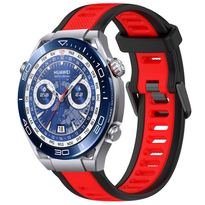 For Huawei Watch Ultimate 22mm Two Color Textured Silicone Watch Band(Red+Black) by bashfashion