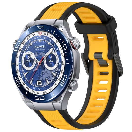 For Huawei Watch Ultimate 22mm Two Color Textured Silicone Watch Band(Yellow+Black) by bashfashion