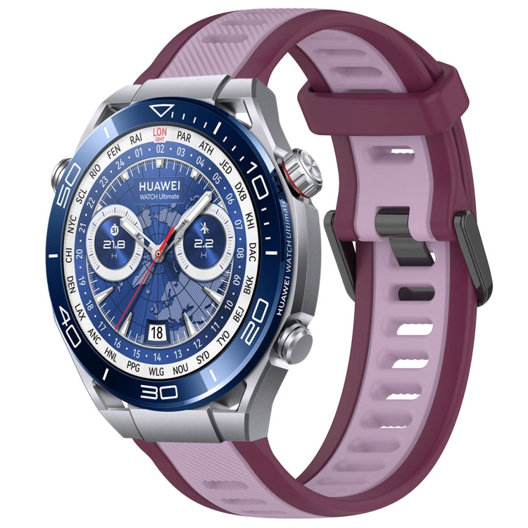 For Huawei Watch Ultimate 22mm Two Color Textured Silicone Watch Band(Purple) by bashfashion