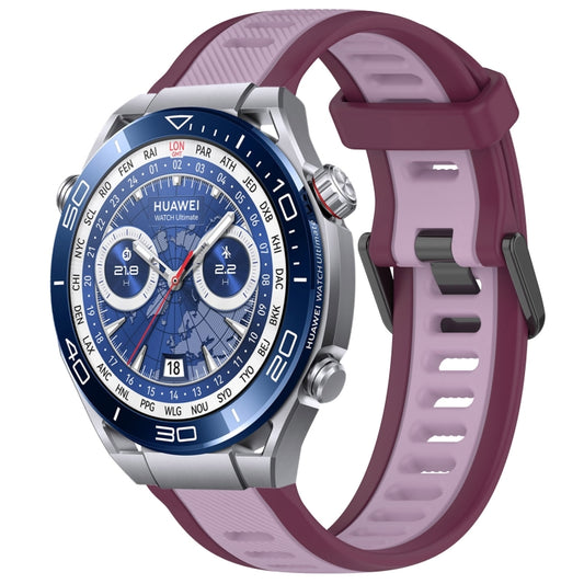 For Huawei Watch Ultimate 22mm Two Color Textured Silicone Watch Band(Purple) by bashfashion