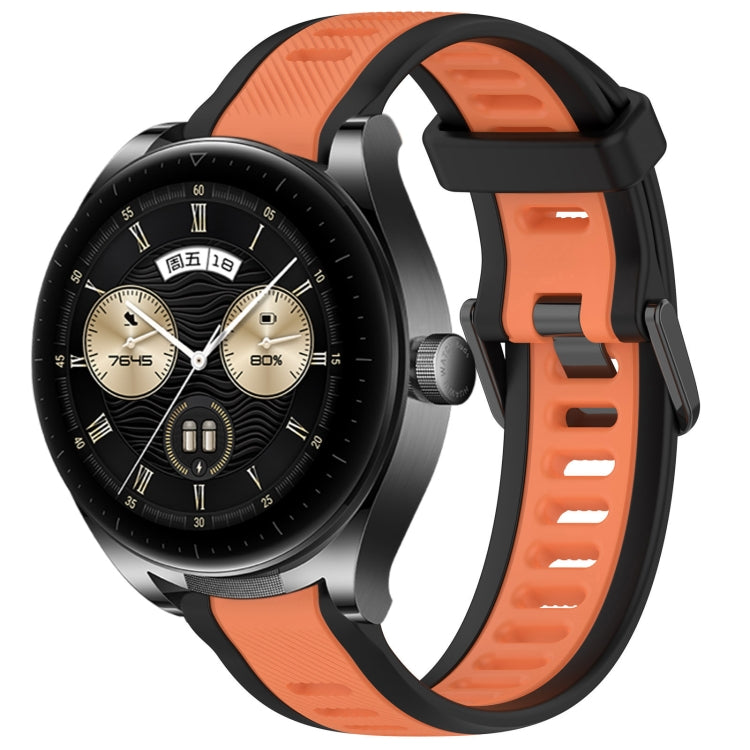For Huawei Watch Buds 22mm Two Color Textured Silicone Watch Band(Orange+Black) by bashfashion