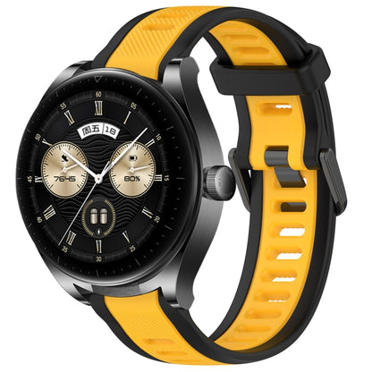 For Huawei Watch Buds 22mm Two Color Textured Silicone Watch Band(Yellow+Black) by bashfashion