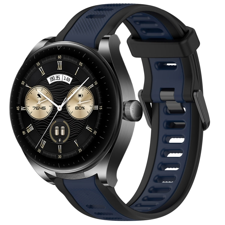For Huawei Watch Buds 22mm Two Color Textured Silicone Watch Band(Midnight Blue+Black) by bashfashion