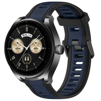 For Huawei Watch Buds 22mm Two Color Textured Silicone Watch Band(Midnight Blue+Black) by bashfashion
