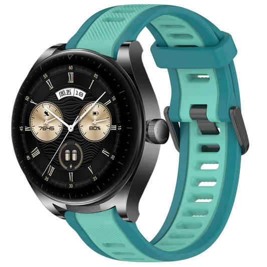 For Huawei Watch Buds 22mm Two Color Textured Silicone Watch Band(Teal) by bashfashion