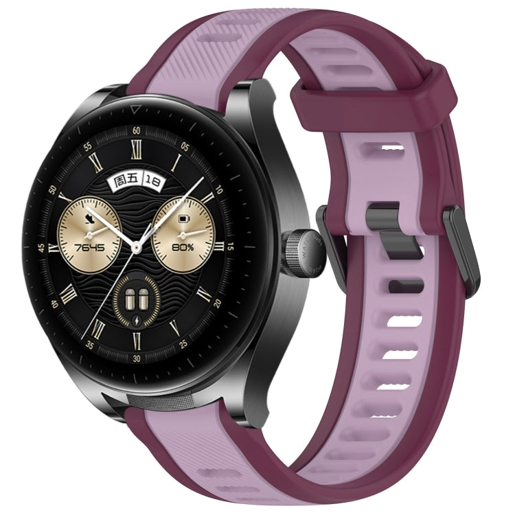 For Huawei Watch Buds 22mm Two Color Textured Silicone Watch Band(Purple) by bashfashion