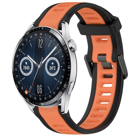 For Huawei Watch GT3 46mm 22mm Two Color Textured Silicone Watch Band(Orange+Black) by bashfashion