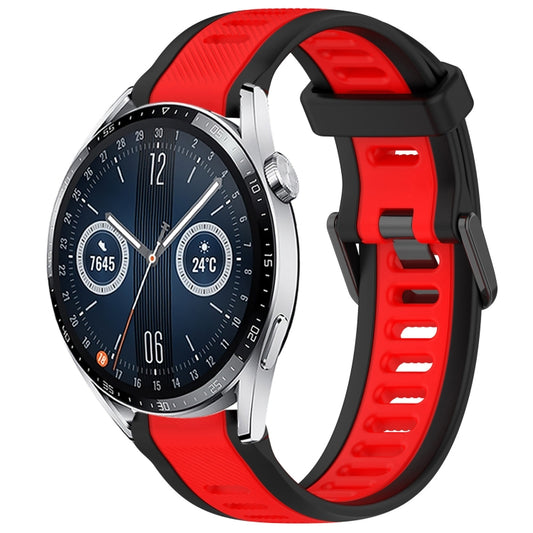 For Huawei Watch GT3 46mm 22mm Two Color Textured Silicone Watch Band(Red+Black) by bashfashion