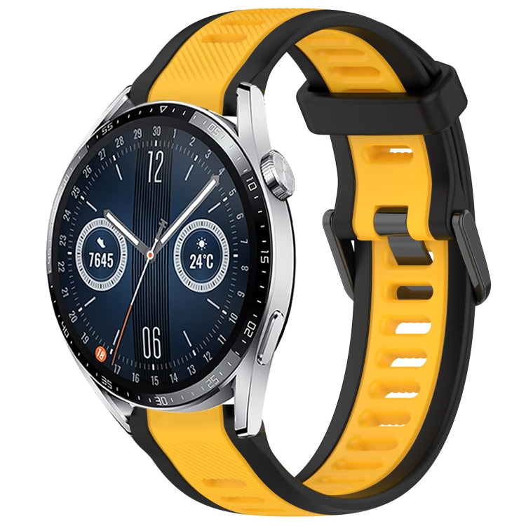 For Huawei Watch GT3 46mm 22mm Two Color Textured Silicone Watch Band(Yellow+Black) by bashfashion