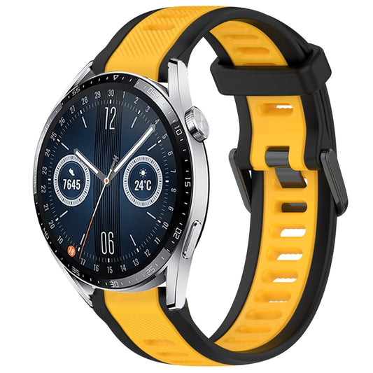 For Huawei Watch GT3 46mm 22mm Two Color Textured Silicone Watch Band(Yellow+Black) by bashfashion