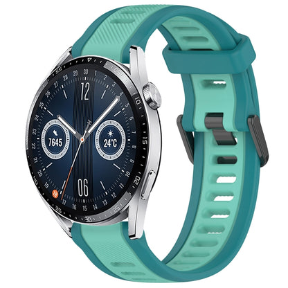 For Huawei Watch GT3 46mm 22mm Two Color Textured Silicone Watch Band(Teal) by bashfashion