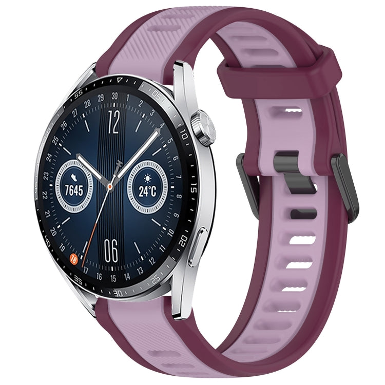 For Huawei Watch GT3 46mm 22mm Two Color Textured Silicone Watch Band(Purple) by bashfashion