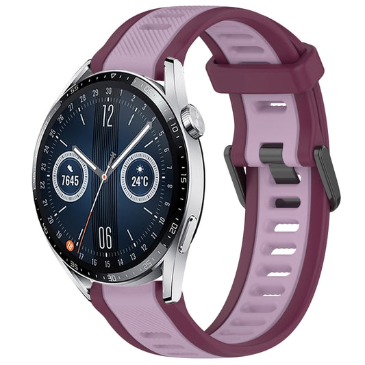 For Huawei Watch GT3 46mm 22mm Two Color Textured Silicone Watch Band(Purple) by bashfashion