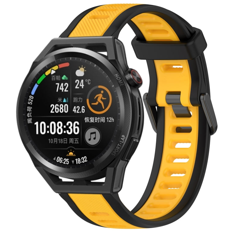 For Huawei Watch GT Runner 22mm Two Color Textured Silicone Watch Band(Yellow+Black) by bashfashion