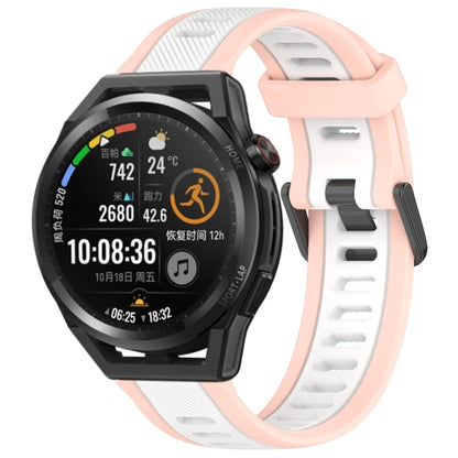For Huawei Watch GT Runner 22mm Two Color Textured Silicone Watch Band(White+Pink) by bashfashion