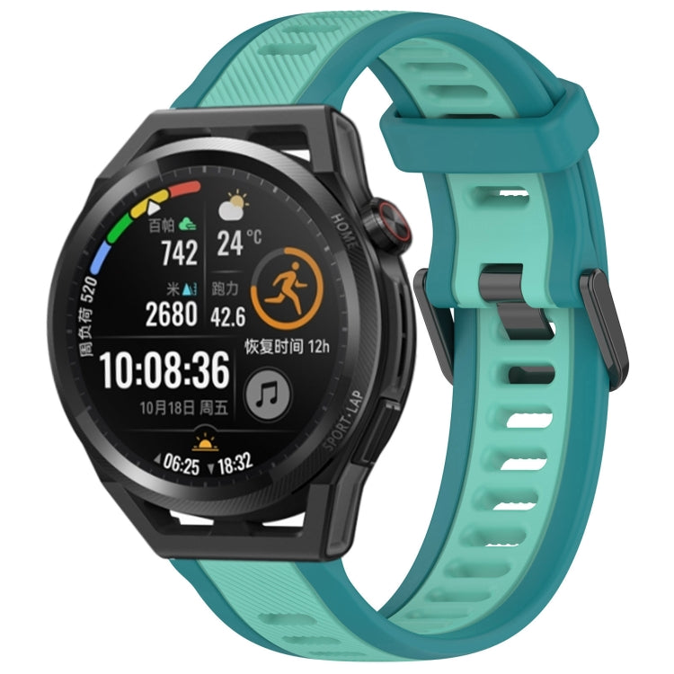 For Huawei Watch GT Runner 22mm Two Color Textured Silicone Watch Band(Teal) by bashfashion