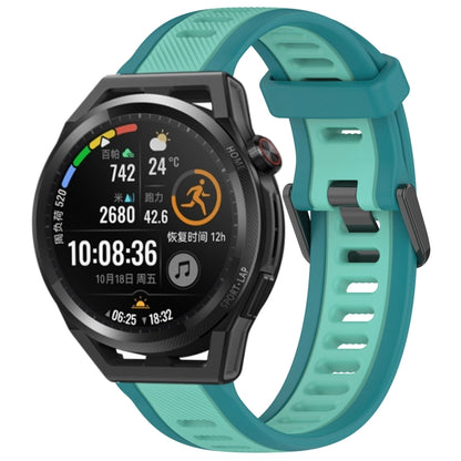 For Huawei Watch GT Runner 22mm Two Color Textured Silicone Watch Band(Teal) by bashfashion
