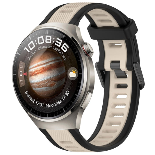 For Huawei Watch 4 22mm Two Color Textured Silicone Watch Band(Starlight + Black) by bashfashion