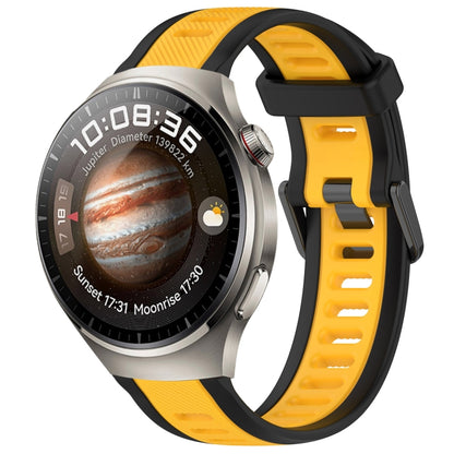 For Huawei Watch 4 Pro 22mm Two Color Textured Silicone Watch Band(Yellow+Black) by bashfashion