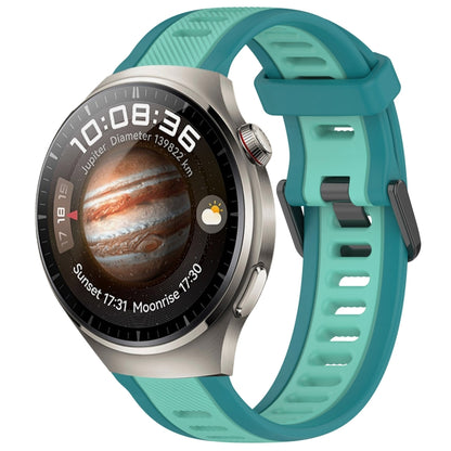 For Huawei Watch 4 Pro 22mm Two Color Textured Silicone Watch Band(Teal) by bashfashion