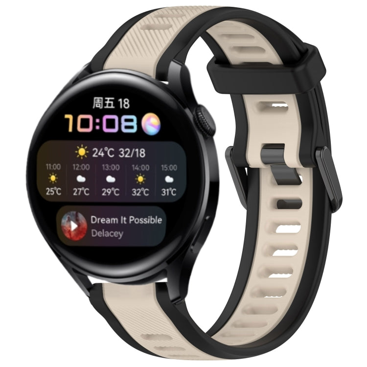 For Huawei Watch 3 22mm Two Color Textured Silicone Watch Band(Starlight + Black) by bashfashion