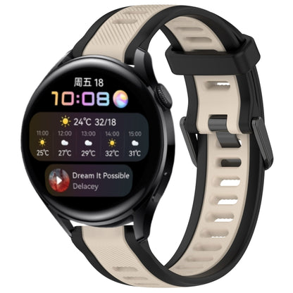 For Huawei Watch 3 22mm Two Color Textured Silicone Watch Band(Starlight + Black) by bashfashion