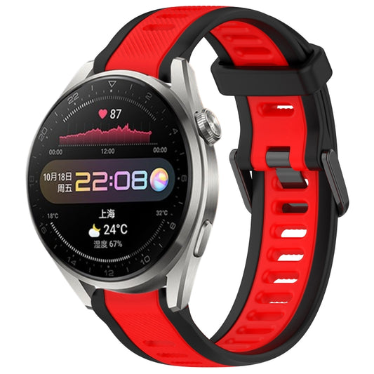 For Huawei Watch 3 Pro 22mm Two Color Textured Silicone Watch Band(Red+Black) by bashfashion