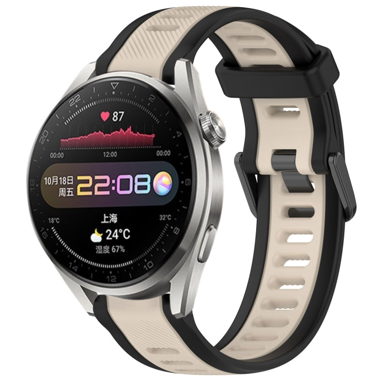 For Huawei Watch 3 Pro 22mm Two Color Textured Silicone Watch Band(Starlight + Black) by bashfashion