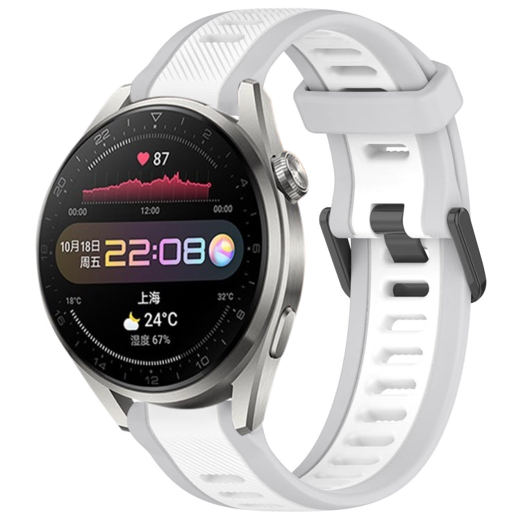 For Huawei Watch 3 Pro 22mm Two Color Textured Silicone Watch Band(White+Grey) by bashfashion