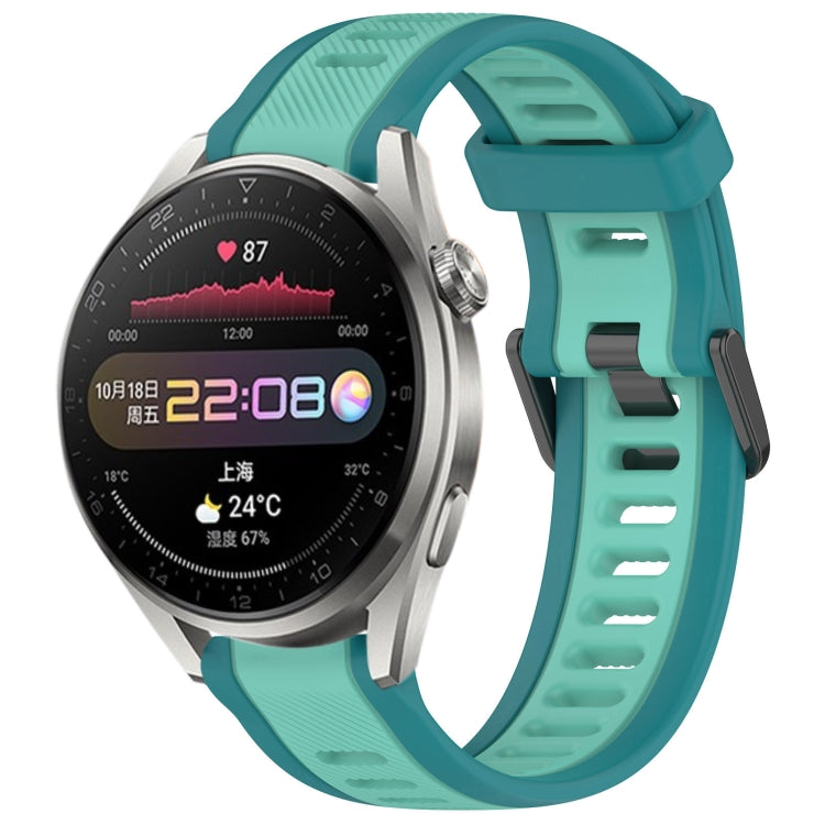 For Huawei Watch 3 Pro 22mm Two Color Textured Silicone Watch Band(Teal) by bashfashion