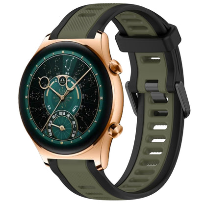For Honor Watch GS 4 22mm Two Color Textured Silicone Watch Band(Green+Black) by bashfashion