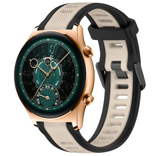 For Honor Watch GS 4 22mm Two Color Textured Silicone Watch Band(Starlight + Black) by bashfashion