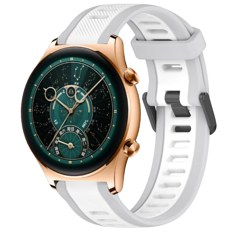 For Honor Watch GS 4 22mm Two Color Textured Silicone Watch Band(White+Grey) by bashfashion