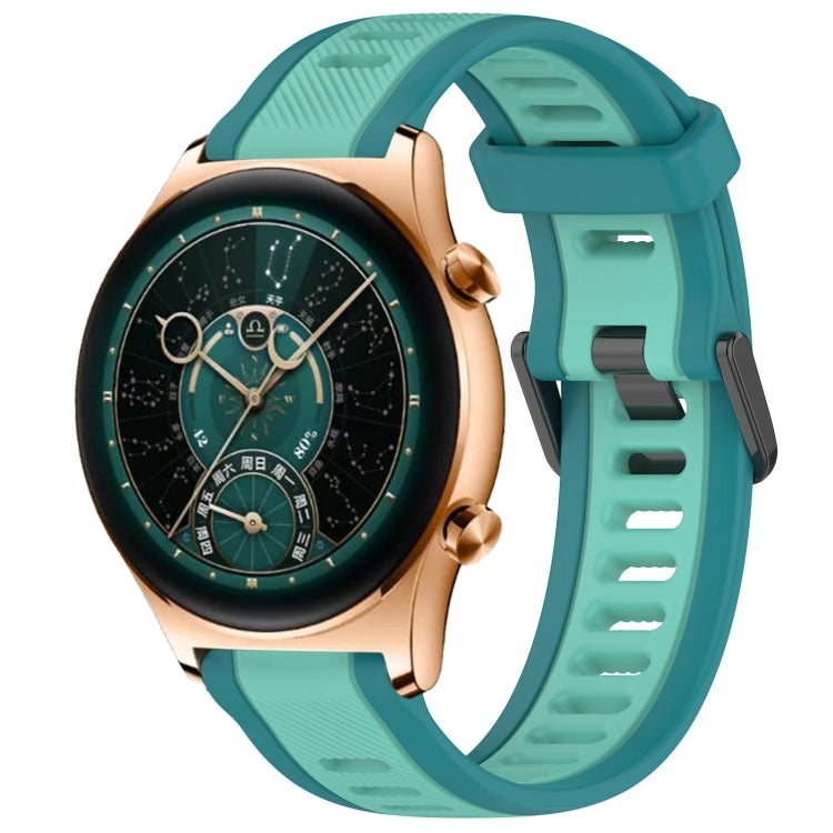 For Honor Watch GS 4 22mm Two Color Textured Silicone Watch Band(Teal) by bashfashion