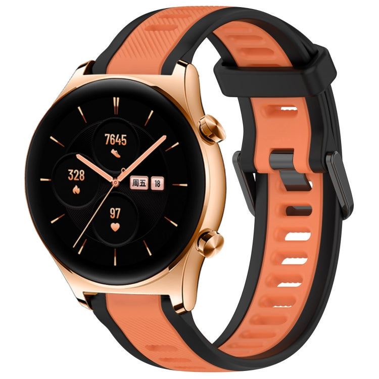 For Honor Watch GS 3 22mm Two Color Textured Silicone Watch Band(Orange+Black) by bashfashion
