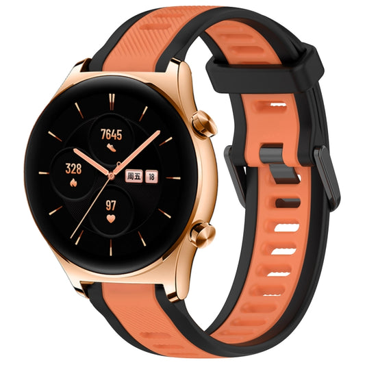 For Honor Watch GS 3 22mm Two Color Textured Silicone Watch Band(Orange+Black) by bashfashion