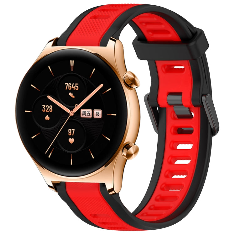 For Honor Watch GS 3 22mm Two Color Textured Silicone Watch Band(Red+Black) by bashfashion