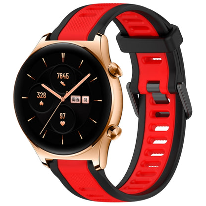 For Honor Watch GS 3 22mm Two Color Textured Silicone Watch Band(Red+Black) by bashfashion