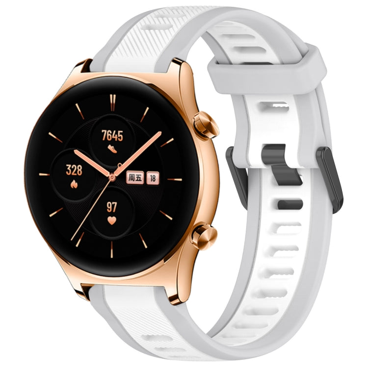 For Honor Watch GS 3 22mm Two Color Textured Silicone Watch Band(White+Grey) by bashfashion