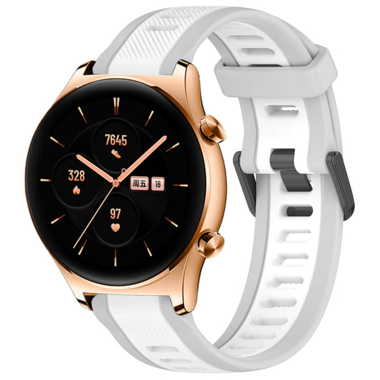 For Honor Watch GS 3 22mm Two Color Textured Silicone Watch Band(White+Grey) by bashfashion