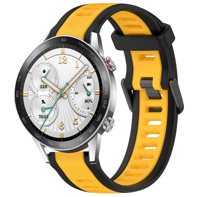For Honor Watch GS 3i 22mm Two Color Textured Silicone Watch Band(Yellow+Black) by bashfashion