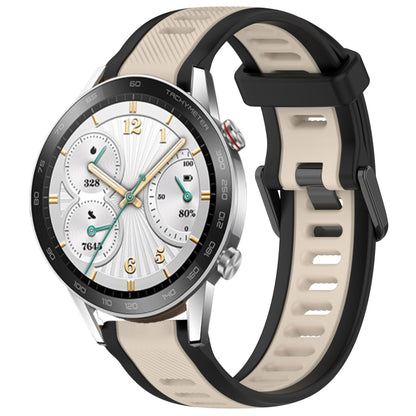 For Honor Watch GS 3i 22mm Two Color Textured Silicone Watch Band(Starlight + Black) by bashfashion