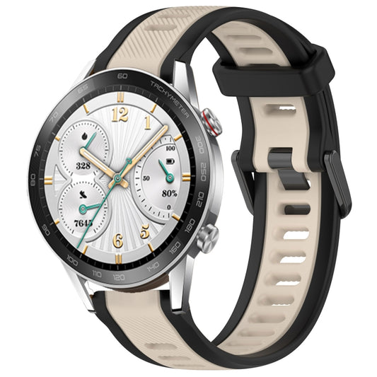 For Honor Watch GS 3i 22mm Two Color Textured Silicone Watch Band(Starlight + Black) by bashfashion