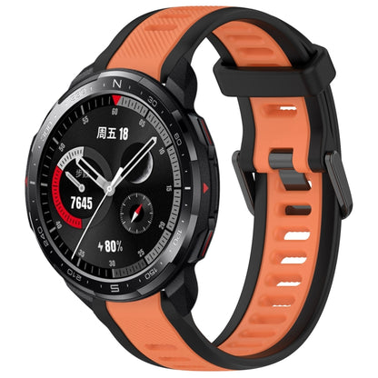 For Honor Watch GS Pro 22mm Two Color Textured Silicone Watch Band(Orange+Black) by bashfashion
