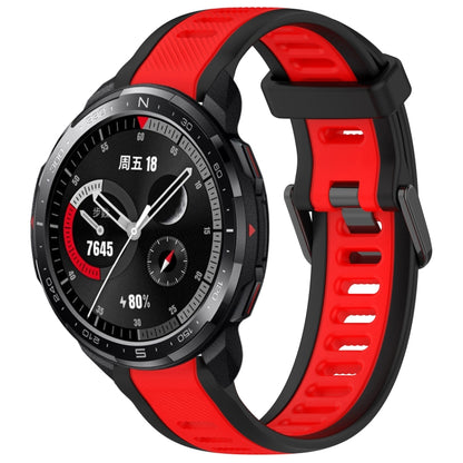 For Honor Watch GS Pro 22mm Two Color Textured Silicone Watch Band(Red+Black) by bashfashion