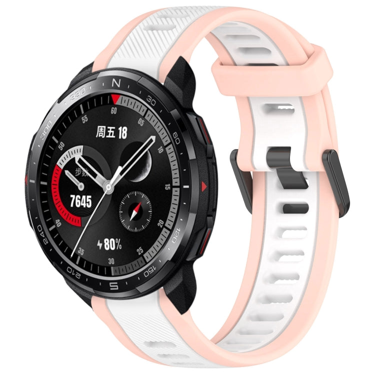 For Honor Watch GS Pro 22mm Two Color Textured Silicone Watch Band(White+Pink) by bashfashion
